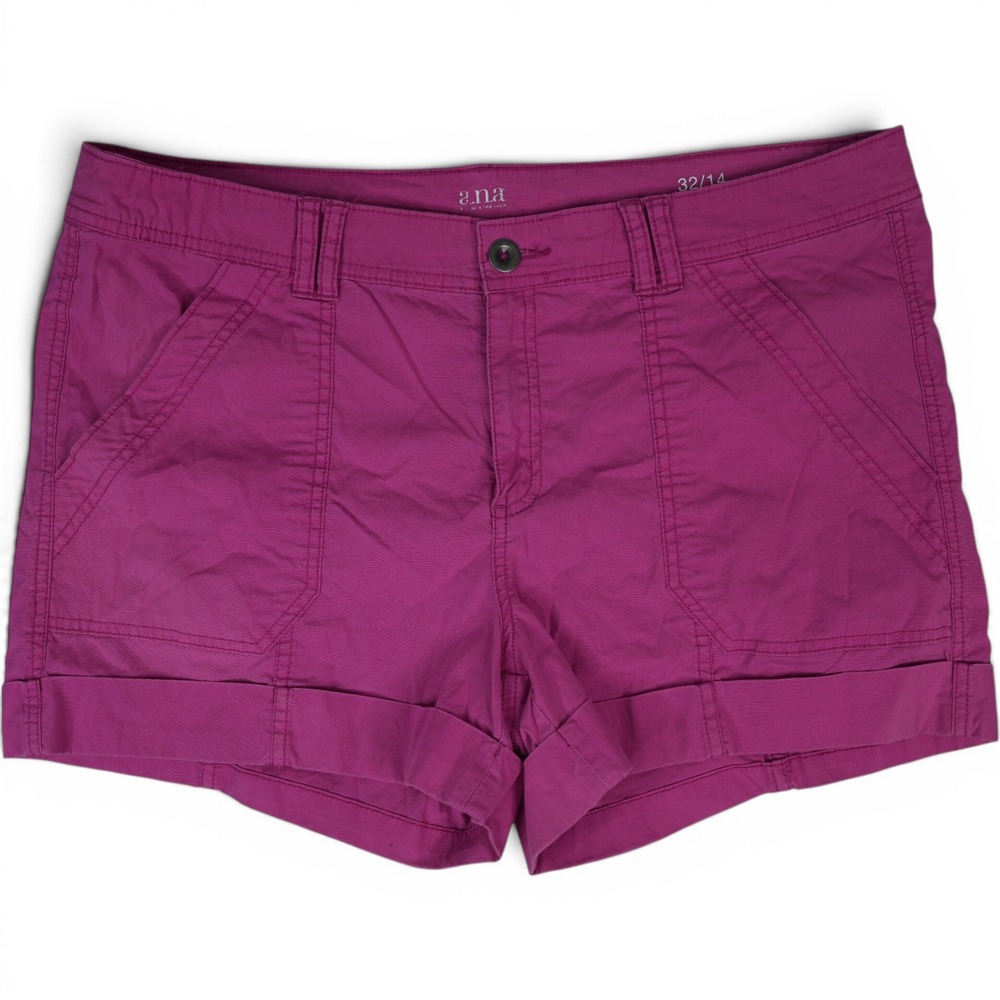 a.n.a Shorts Womens 32/14 Pink Cuffed Stretch Cotton Casual Chino Summer Pockets